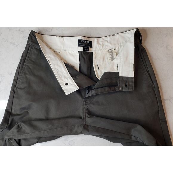 CC FILSON Men's Chino Canvas Pants FCOP014042 Size 32X32 Green (RAVEN) in VGUC - Picture 2 of 13